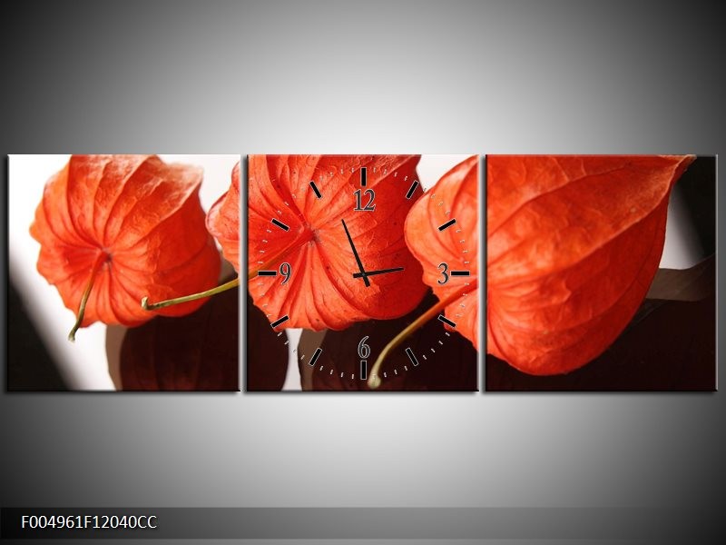 Klok schilderij Keuken | Oranje, Wit | 120x40cm 3Luik