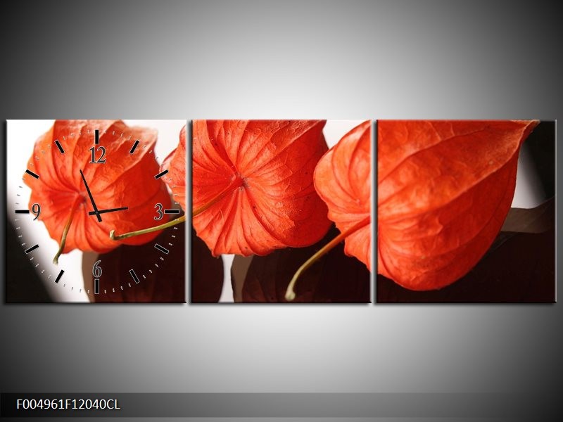Klok schilderij Keuken | Oranje, Wit | 120x40cm 3Luik