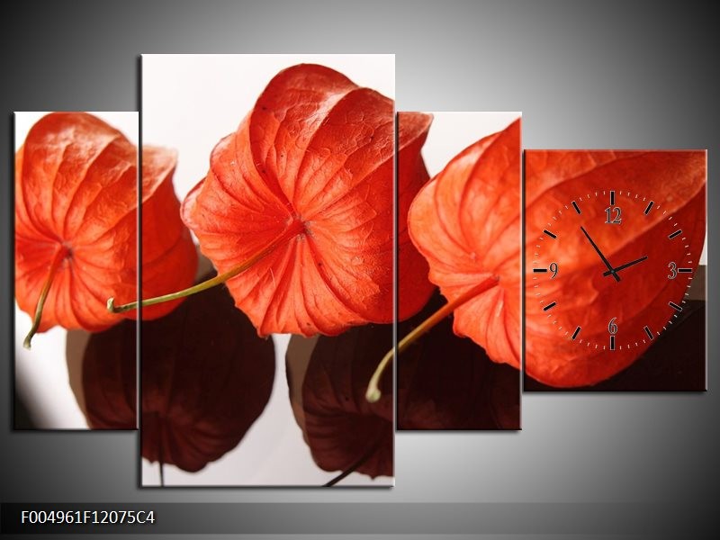 Klok schilderij Keuken | Oranje, Wit | 120x75cm 4Luik