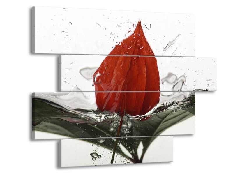 Canvas schilderij Keuken | Rood, Grijs, Wit | 115x85cm 4Luik