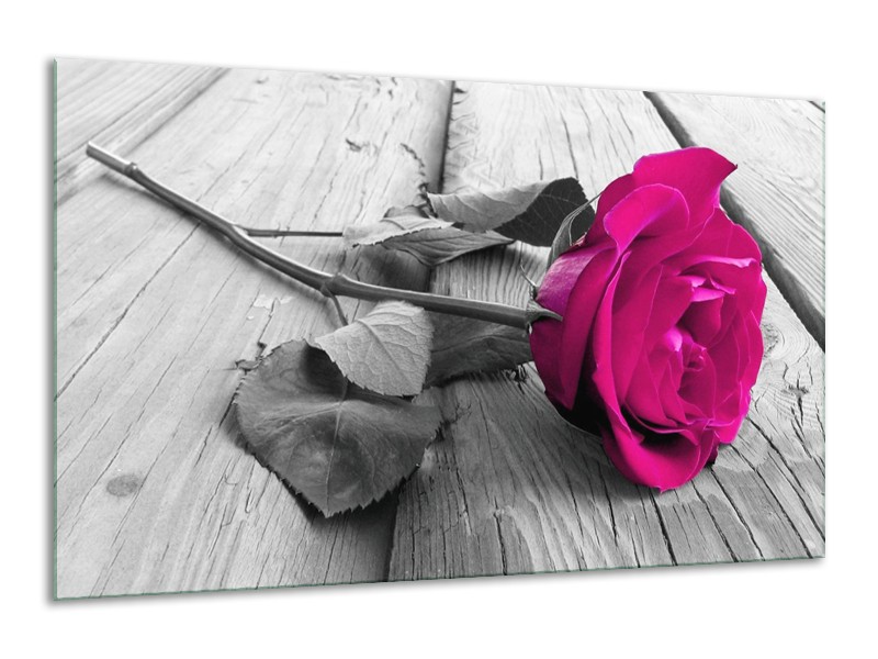 Canvas schilderij Roos | Roze, Grijs | 120x70cm 1Luik