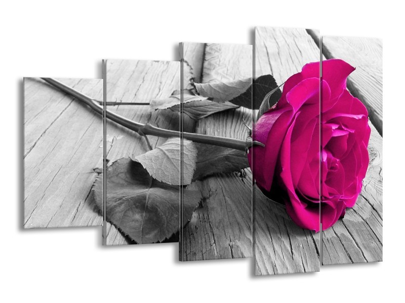 Canvas schilderij Roos | Roze, Grijs | 150x100cm 5Luik