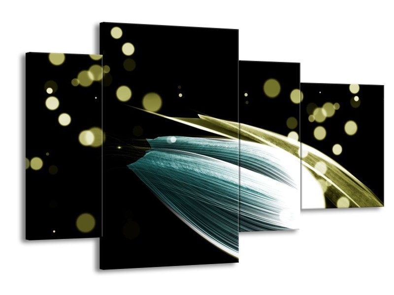 Canvas schilderij Tulp | Blauw, Zwart | 120x75cm 4Luik