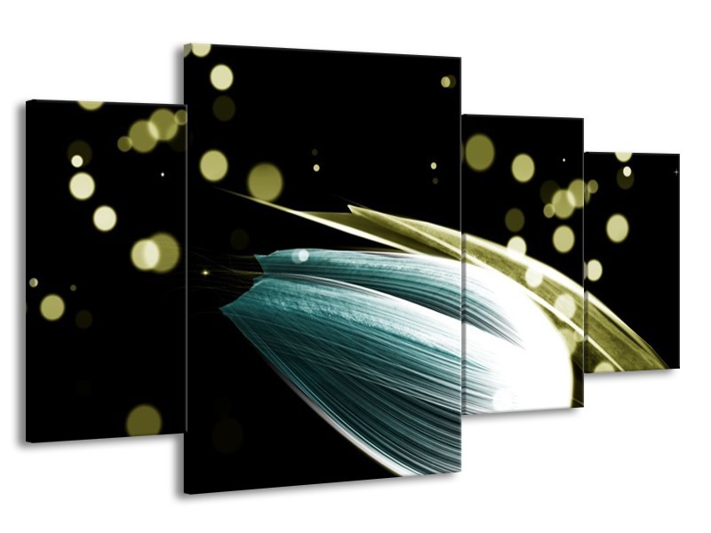 Canvas schilderij Tulp | Blauw, Zwart | 160x90cm 4Luik