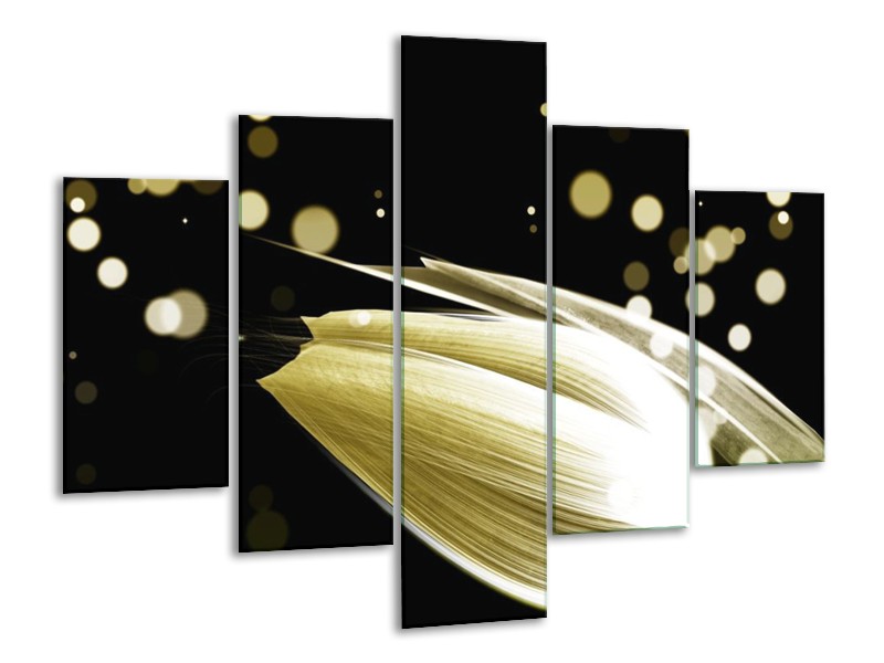 Canvas schilderij Tulp | Crème, Zwart | 100x70cm 5Luik