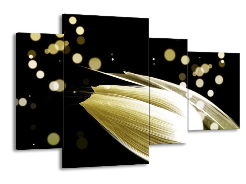 Canvas schilderij Tulp | Crème, Zwart | 120x75cm 4Luik