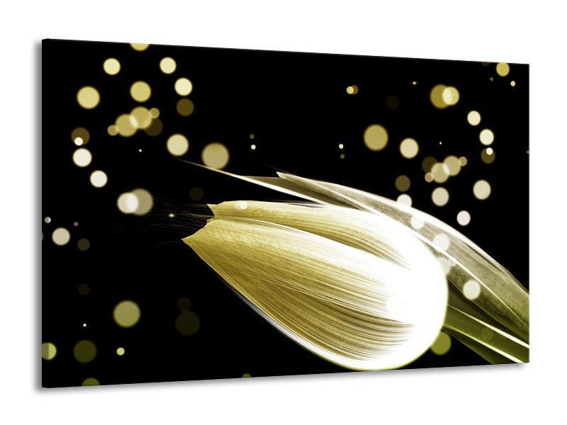 Canvas schilderij Tulp | Crème, Zwart | 140x90cm 1Luik