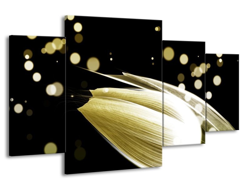 Canvas schilderij Tulp | Crème, Zwart | 160x90cm 4Luik