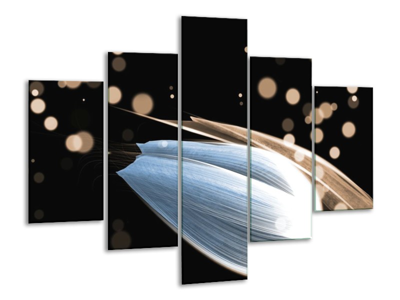 Canvas schilderij Tulp | Blauw, Zwart | 100x70cm 5Luik