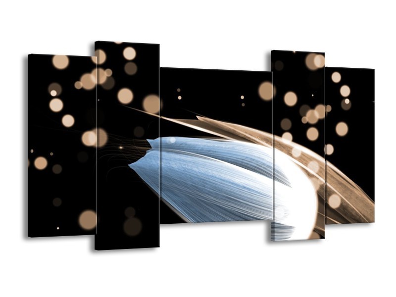 Canvas schilderij Tulp | Blauw, Zwart | 120x65 5Luik