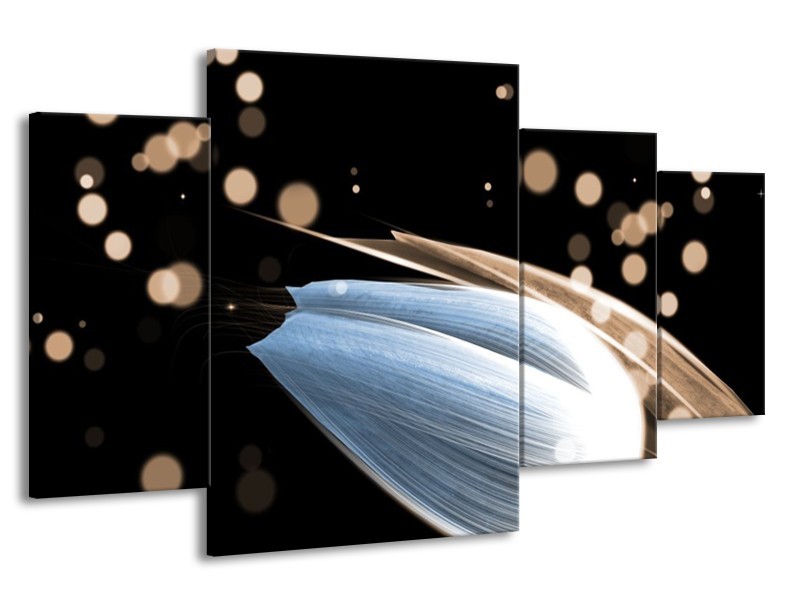 Canvas schilderij Tulp | Blauw, Zwart | 160x90cm 4Luik