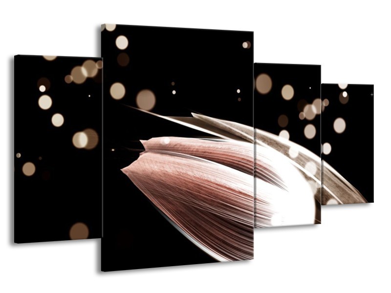 Canvas schilderij Tulp | Bruin, Zwart | 160x90cm 4Luik