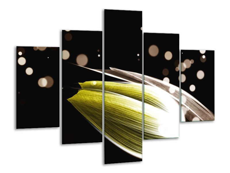 Canvas schilderij Tulp | Geel, Zwart | 100x70cm 5Luik