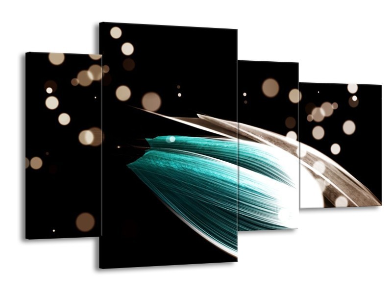 Canvas schilderij Tulp | Blauw, Zwart | 120x75cm 4Luik