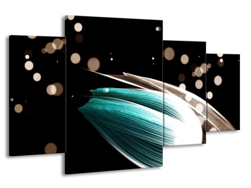 Canvas schilderij Tulp | Blauw, Zwart | 160x90cm 4Luik