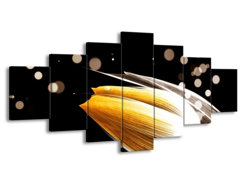 Canvas schilderij Tulp | Oranje, Zwart | 210x100cm 7Luik