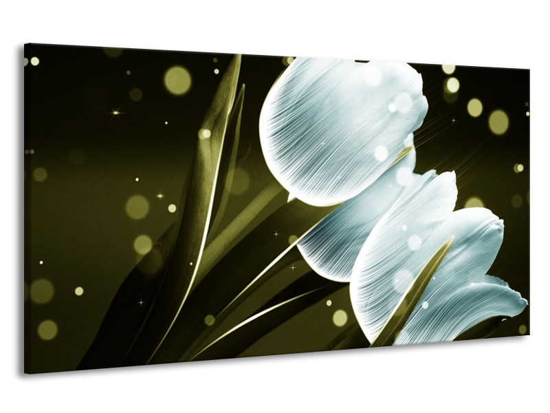 Canvas schilderij Tulp | Blauw, Groen | 190x100cm 1Luik