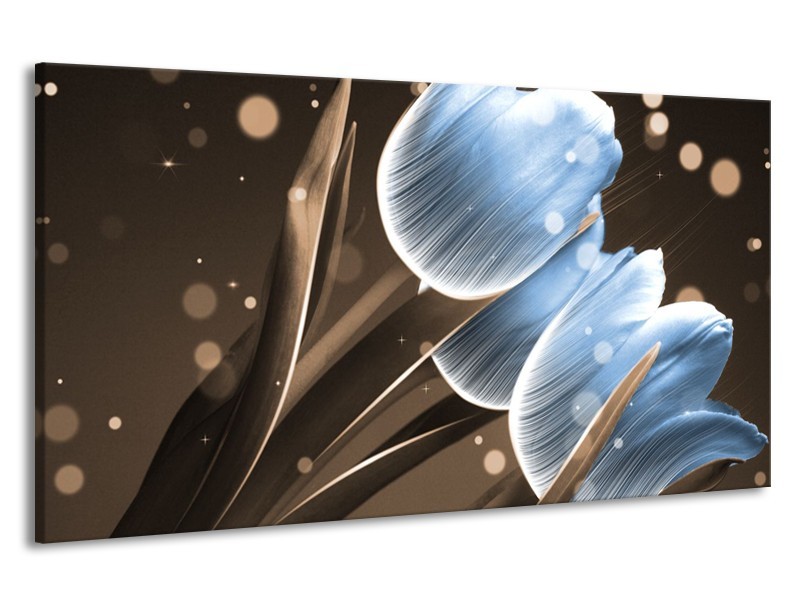 Canvas schilderij Tulp | Blauw, Bruin | 190x100cm 1Luik