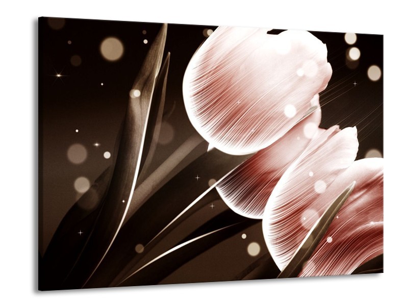 Canvas schilderij Tulp | Bruin, Zwart | 100x70cm 1Luik