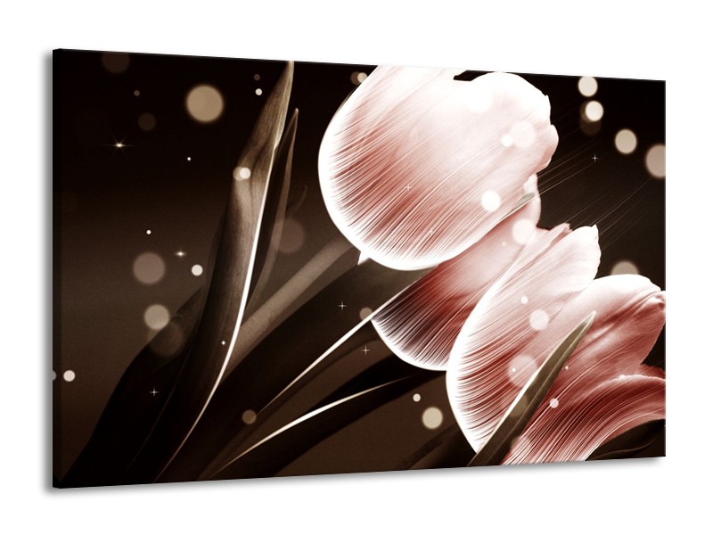 Canvas schilderij Tulp | Bruin, Zwart | 140x90cm 1Luik