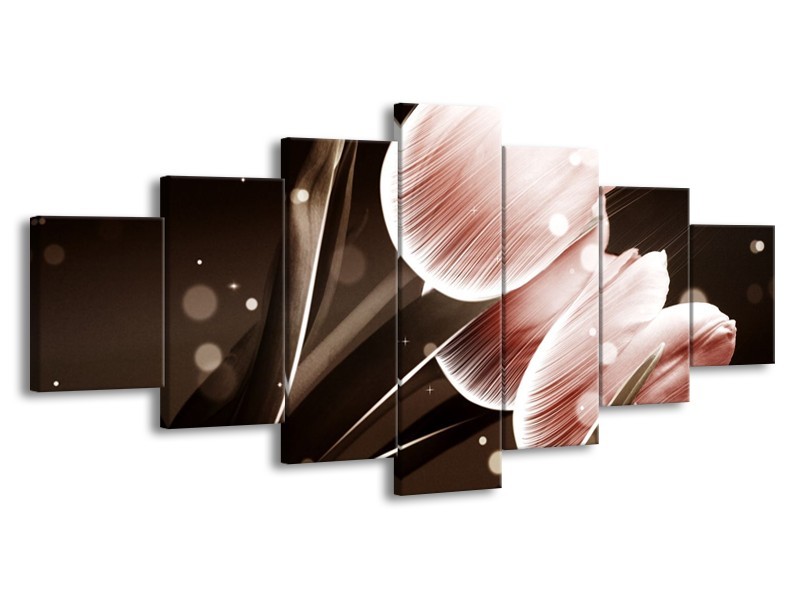 Canvas schilderij Tulp | Bruin, Zwart | 210x100cm 7Luik