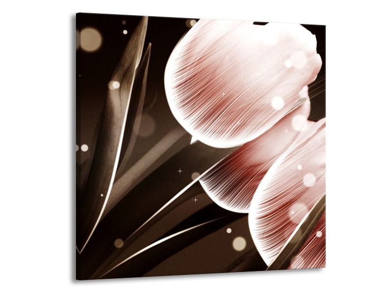Canvas schilderij Tulp | Bruin, Zwart | 50x50cm 1Luik