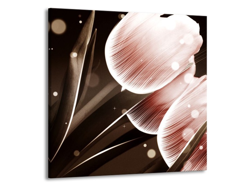 Canvas schilderij Tulp | Bruin, Zwart | 70x70cm 1Luik