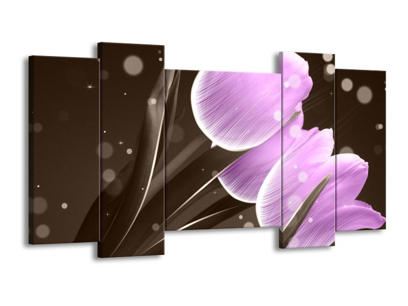 Glas schilderij Tulp | Paars, Grijs | 120x65cm 5Luik