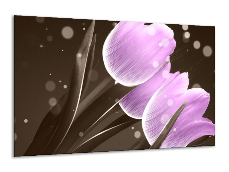 Canvas schilderij Tulp | Paars, Grijs | 120x70cm 1Luik