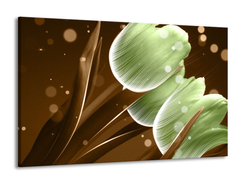 Glas schilderij Tulp | Groen, Bruin | 140x90cm 1Luik