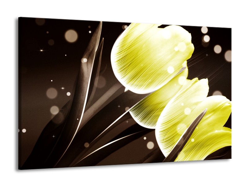 Glas schilderij Tulp | Geel, Bruin | 140x90cm 1Luik