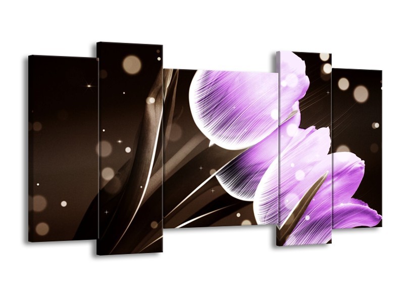 Glas schilderij Tulp | Paars, Bruin | 120x65cm 5Luik