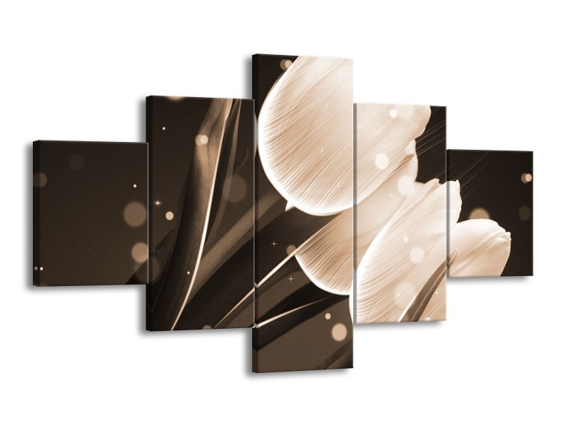 Glas schilderij Tulp | Wit, Grijs | 125x70cm 5Luik
