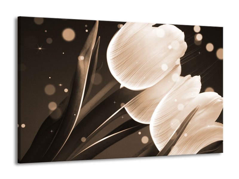 Canvas schilderij Tulp | Wit, Grijs | 140x90cm 1Luik