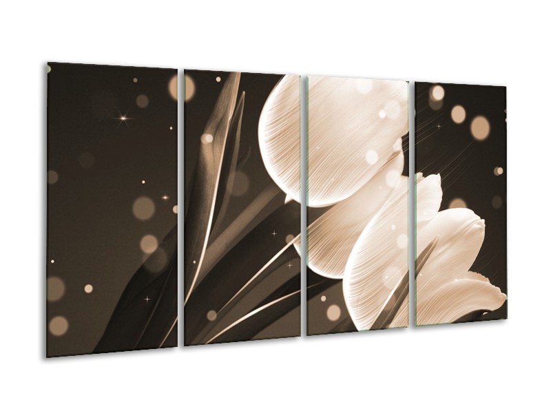 Glas schilderij Tulp | Wit, Grijs | 160x80cm 4Luik