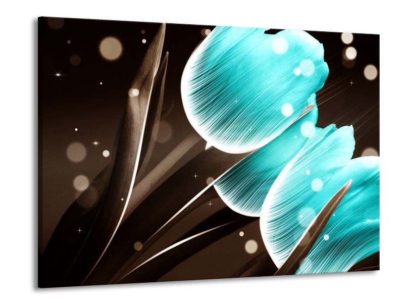 Canvas schilderij Tulp | Blauw, Grijs | 100x70cm 1Luik