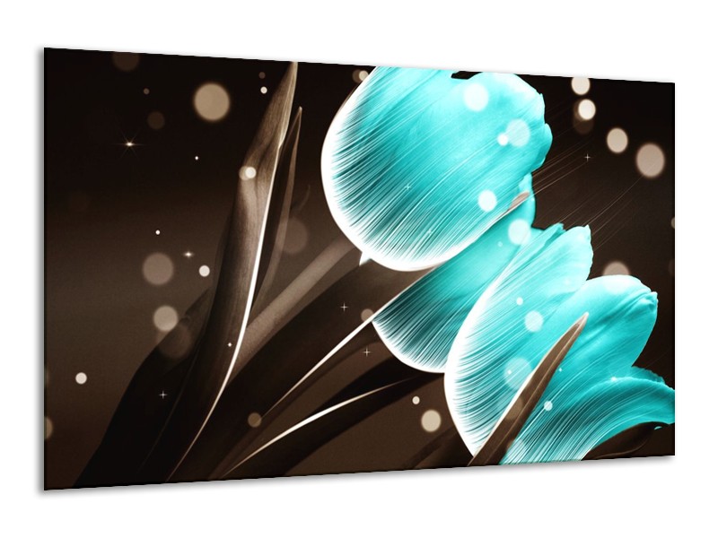 Canvas schilderij Tulp | Blauw, Grijs | 120x70cm 1Luik