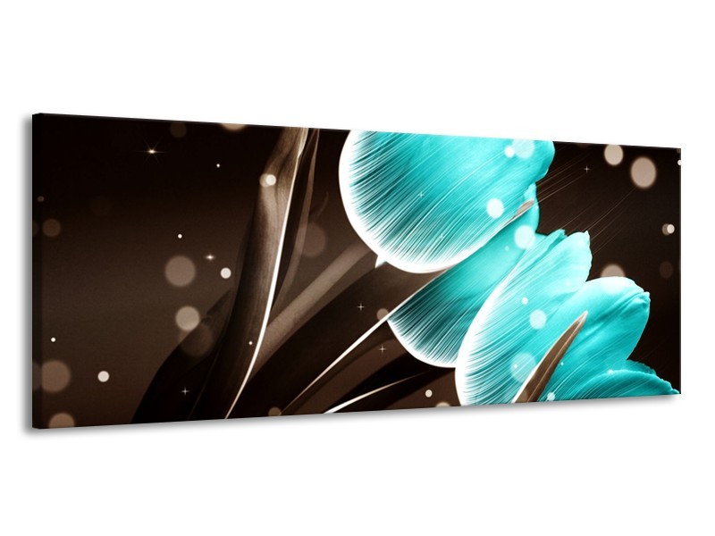Canvas schilderij Tulp | Blauw, Grijs | 145x58cm 1Luik