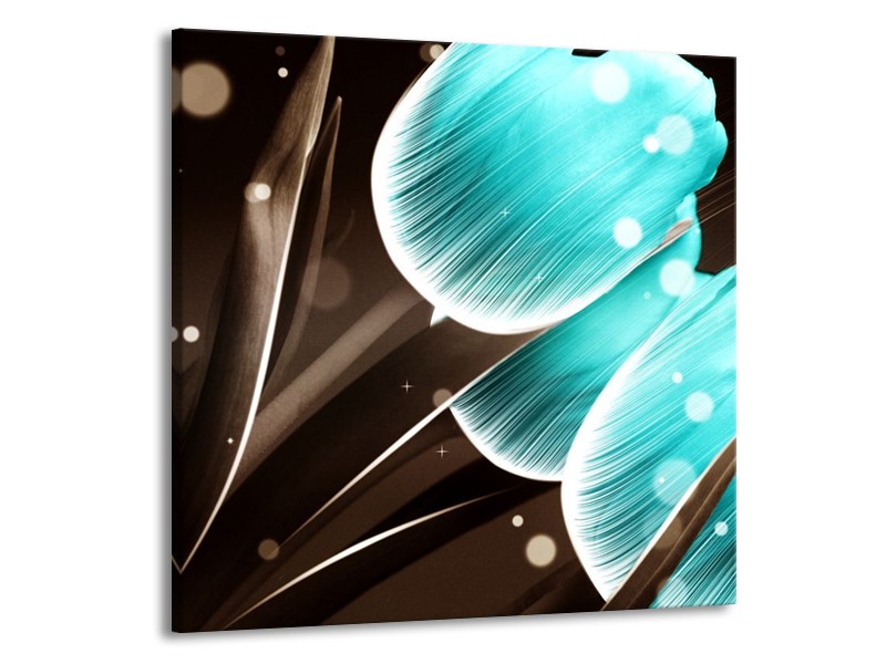 Glas schilderij Tulp | Blauw, Grijs | 50x50cm 1Luik
