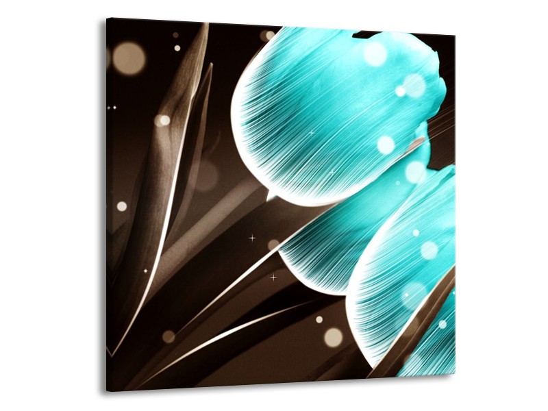 Canvas schilderij Tulp | Blauw, Grijs | 70x70cm 1Luik