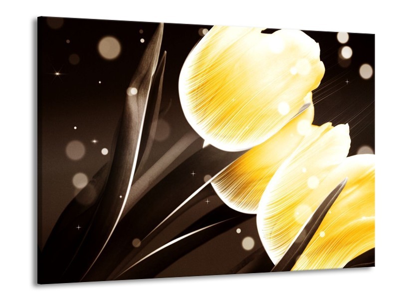 Canvas schilderij Tulp | Geel, Bruin | 100x70cm 1Luik