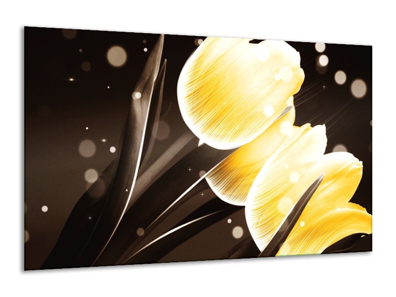 Canvas schilderij Tulp | Geel, Bruin | 120x70cm 1Luik
