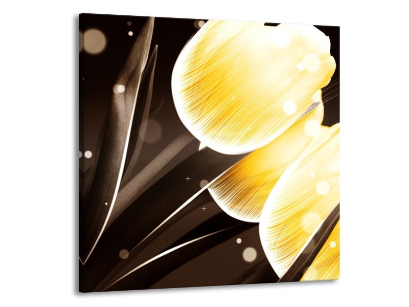 Canvas schilderij Tulp | Geel, Bruin | 50x50cm 1Luik