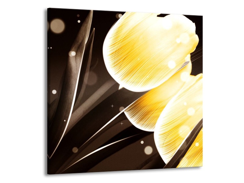 Canvas schilderij Tulp | Geel, Bruin | 70x70cm 1Luik