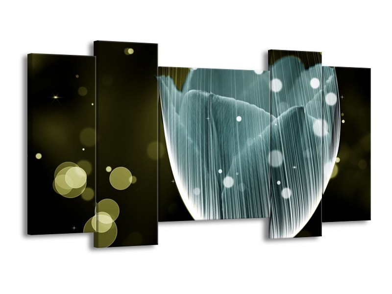 Canvas schilderij Tulp | Blauw, Grijs | 120x65 5Luik