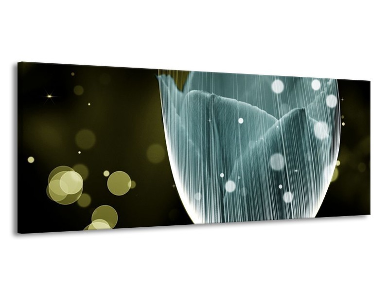 Canvas schilderij Tulp | Blauw, Grijs | 145x58cm 1Luik