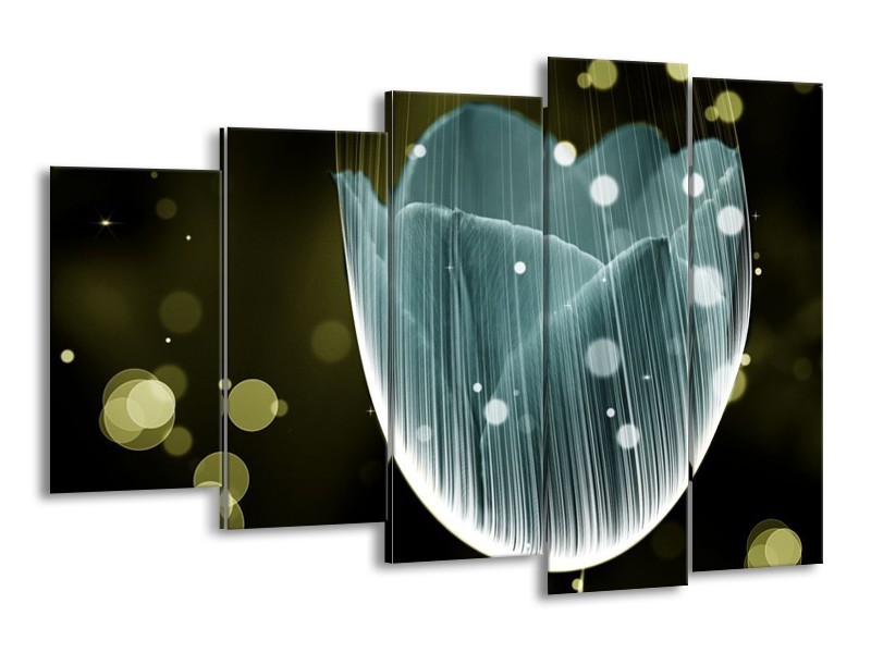 Canvas schilderij Tulp | Blauw, Grijs | 150x100cm 5Luik