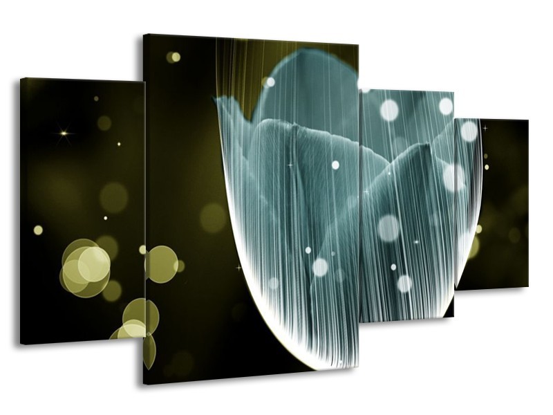 Canvas schilderij Tulp | Blauw, Grijs | 160x90cm 4Luik