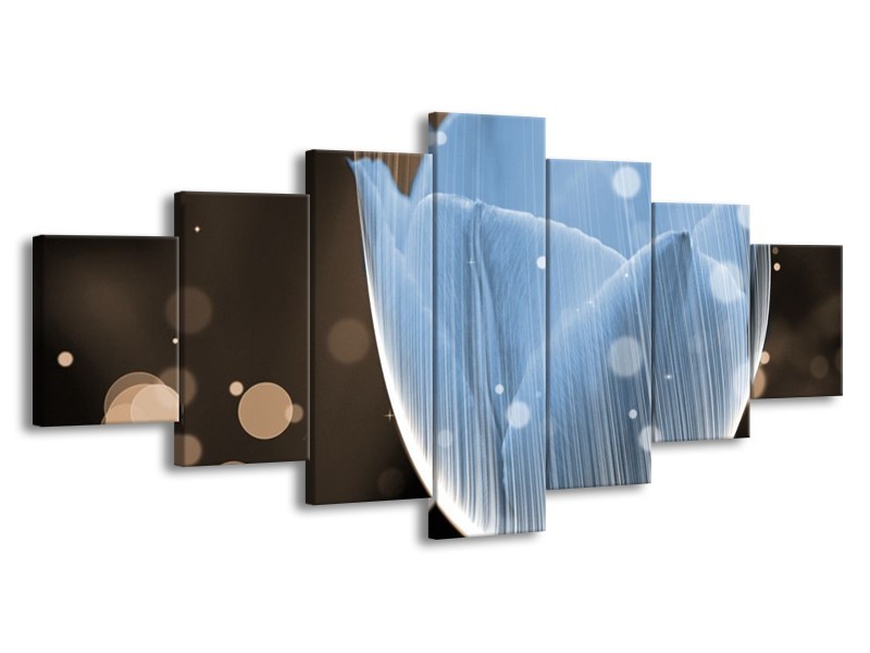 Canvas schilderij Tulp | Blauw, Grijs | 210x100cm 7Luik
