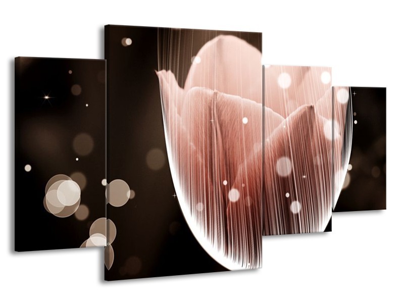 Canvas schilderij Tulp | Bruin, Zwart | 160x90cm 4Luik